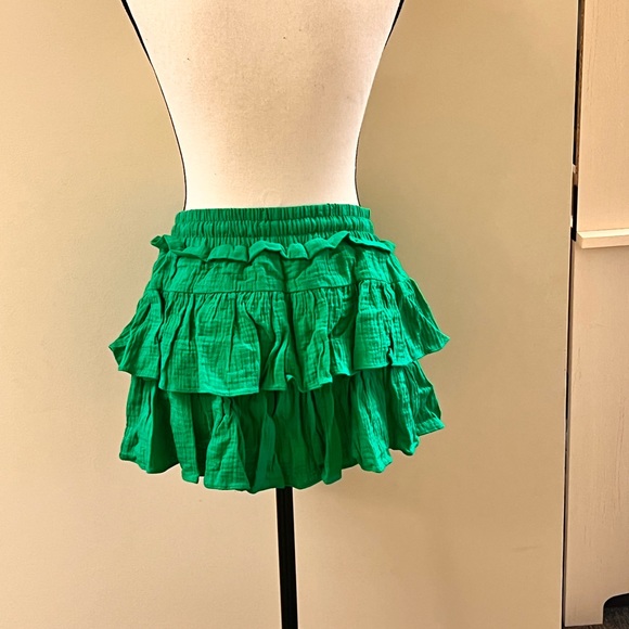 GREEN - DAY + MOON-FLOUNCE TIERED MINI GAUZE SKORT - Picture 10 of 11